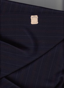 Navy blue striped suiting fabric