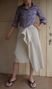 tweed skirt front view of toile
