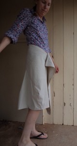 tweed skirt right view of toile