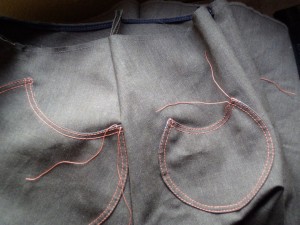 pockets stitched onto skirt