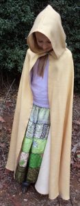 Free pattern dress ups cape gold cape on child front view