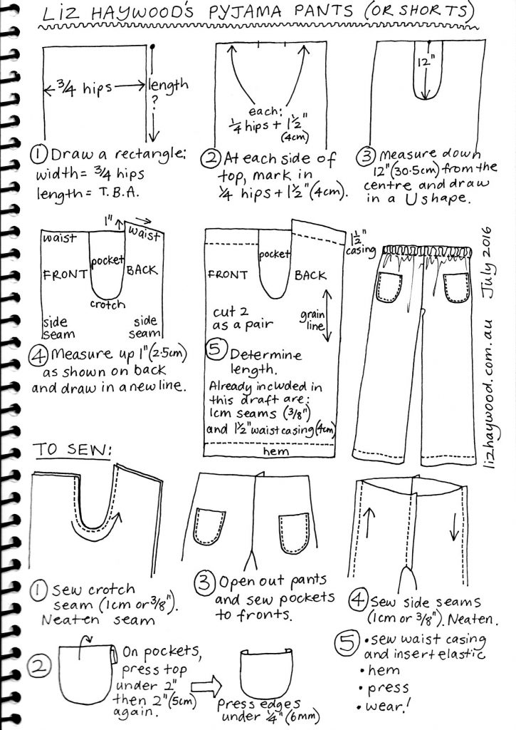 free pyjama pants pattern draft summary