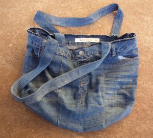 The Jeans Recycling Challenge front view of unlined bag