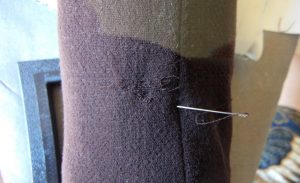 The Secret Science of Invisible Mending weft threads in progress