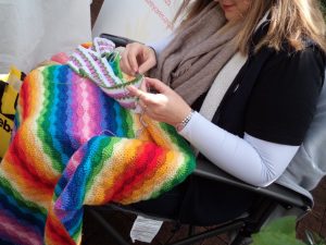 Knitting in Public rainbow crochet blanket