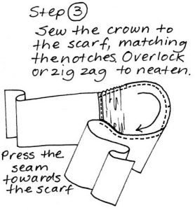 Free pattern Headscarf Step 3 sewing