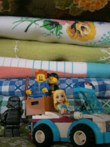 lego people with tablecloths