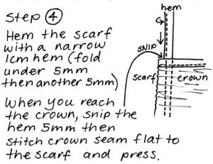 Free pattern Headscarf Step 4 sewing