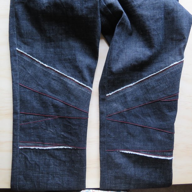 zero waste jeans front knee patches