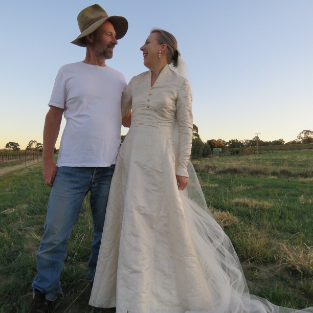 Wedding dress bride and groom 21 years on