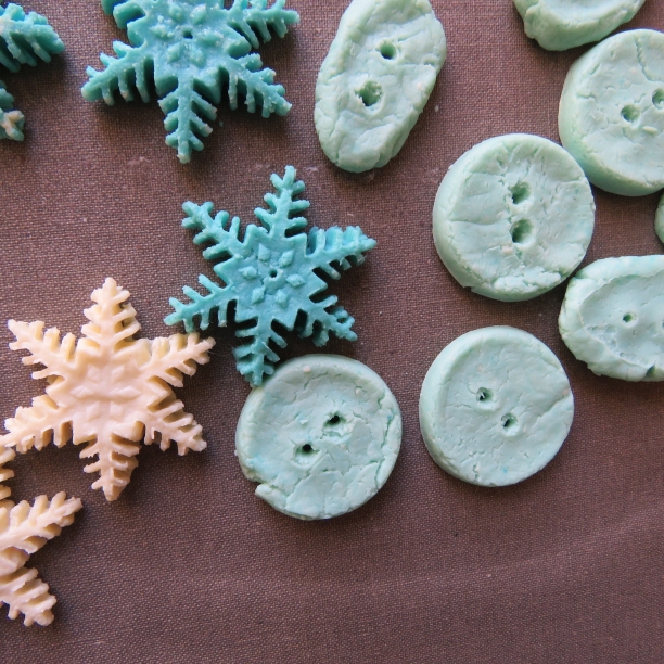 Buttons and shapes made from milk plastic
