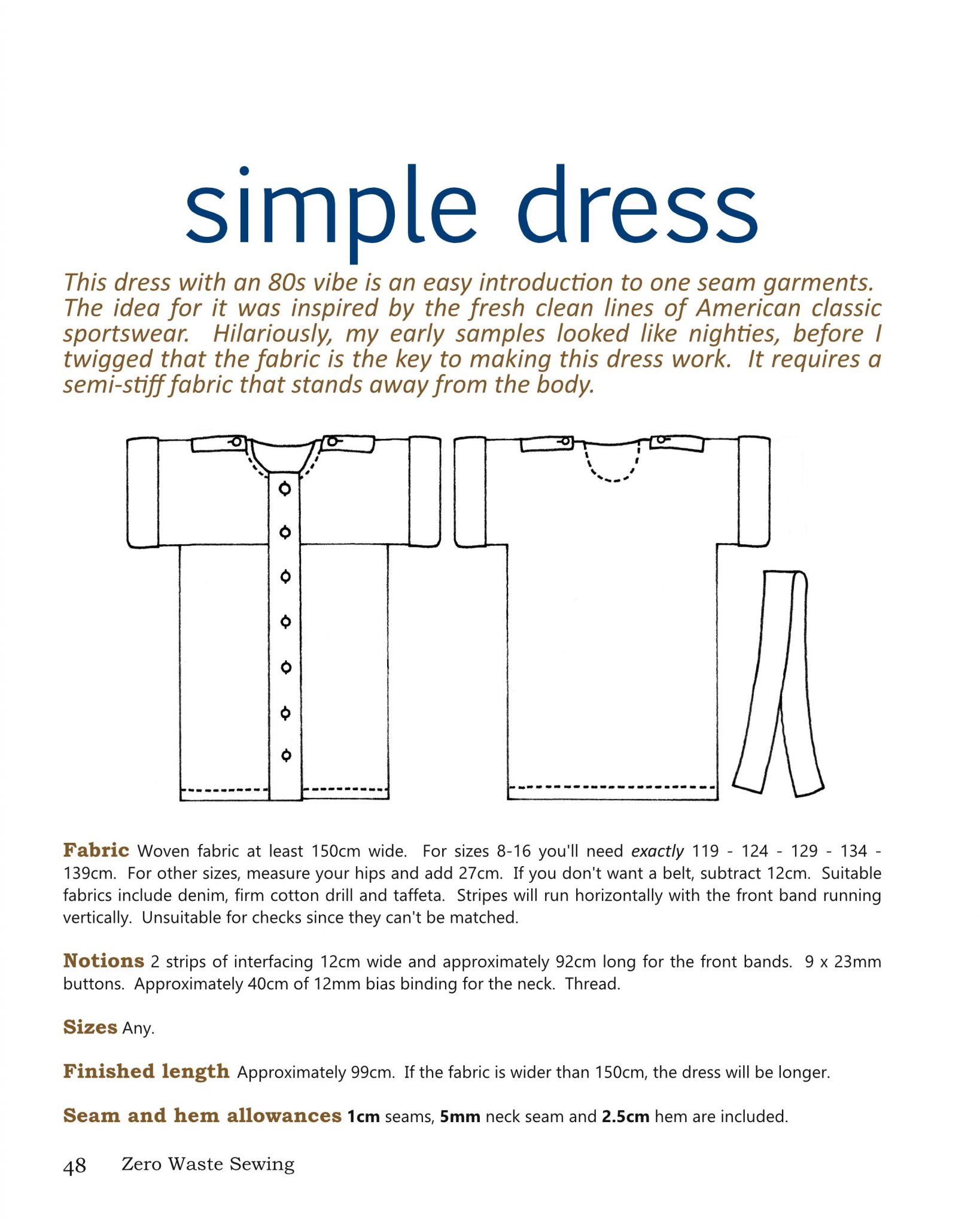 Zero Waste Sewing book 2020 January 31 Page 48 Simple oneseam dress ...