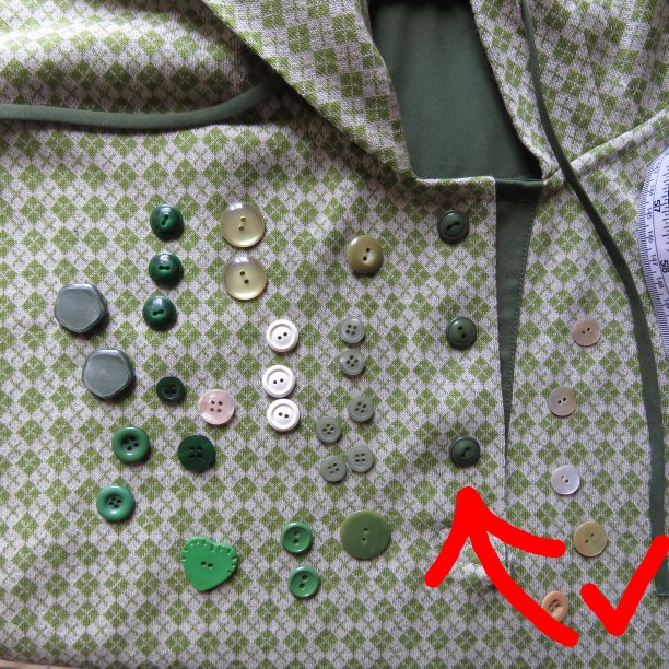 knit top experiment choosing buttons