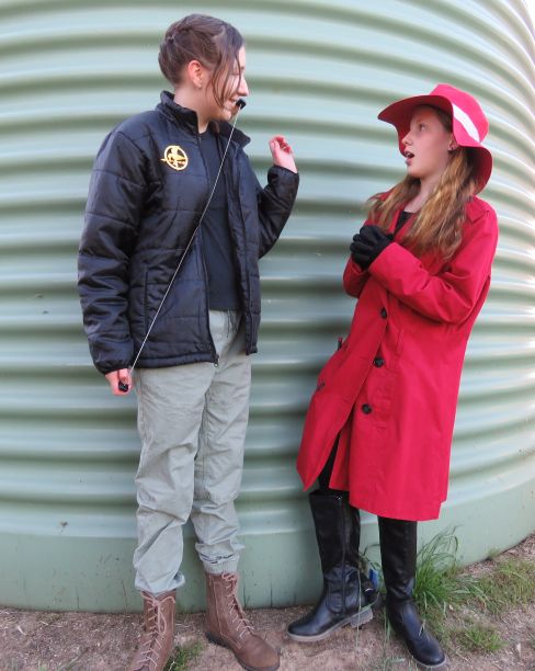 Book week costumes Katniss Everdeen and Carmen Sandiego