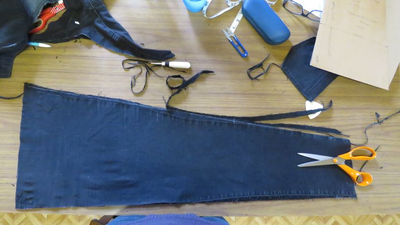trimming and pressing the panels for the smith pinafore