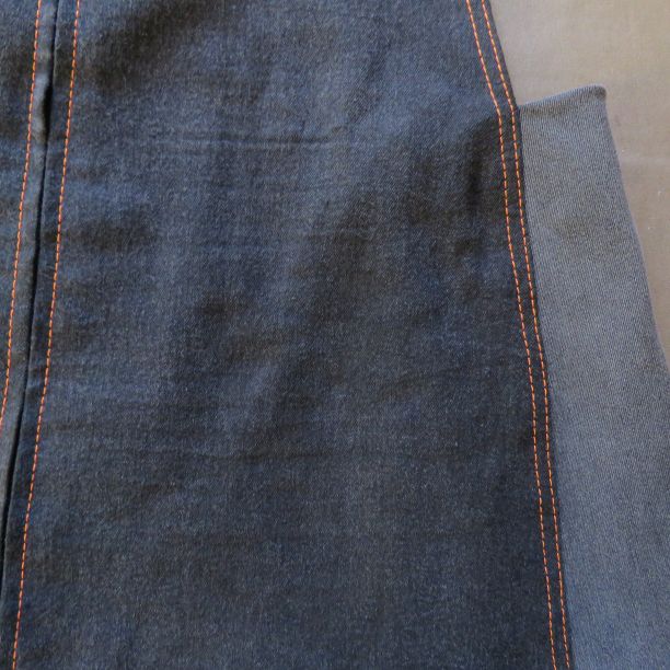 Two tones of denim used for the smith pinafore dress