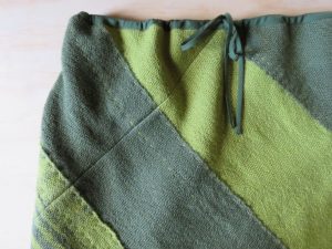 Close up of Tekapo 3ply wool skirt woven on narrow loom
