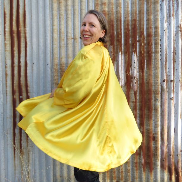 1991 grad parade yellow swing coat back view