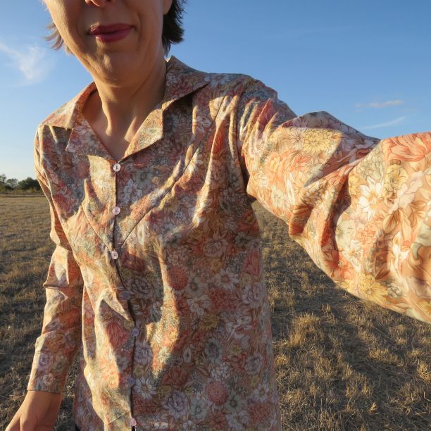 Sandie shirt in floral, an early sample