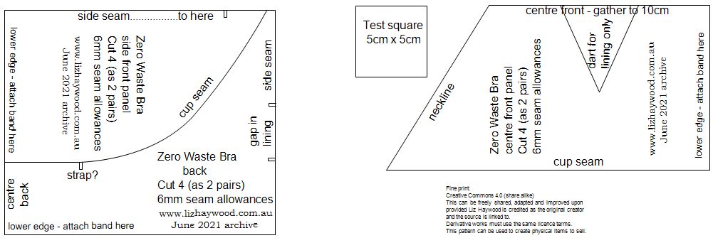 Zero waste bra pattern, image of