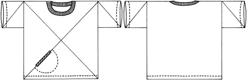 Xanthea zero waste t-shirt front and back sketch