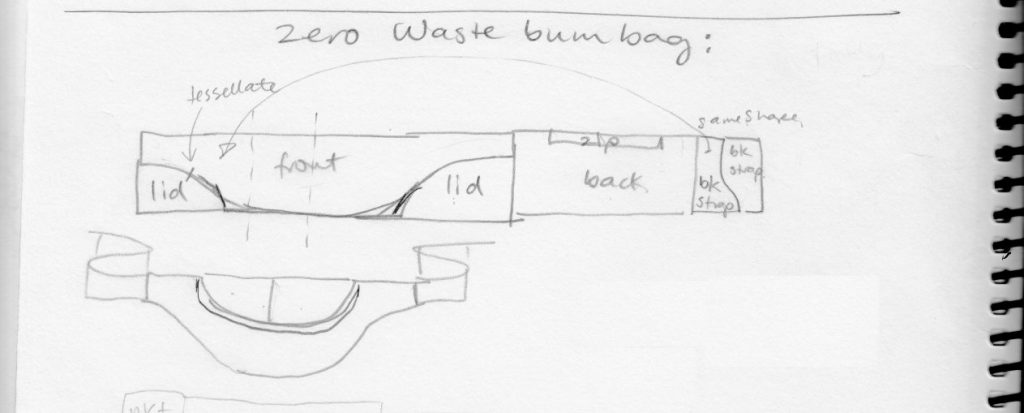 Original sketch for zero waste waist bag