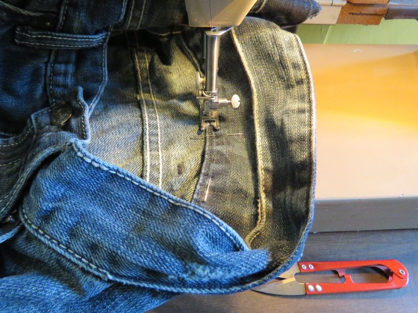 Sewing the behind waistband back on