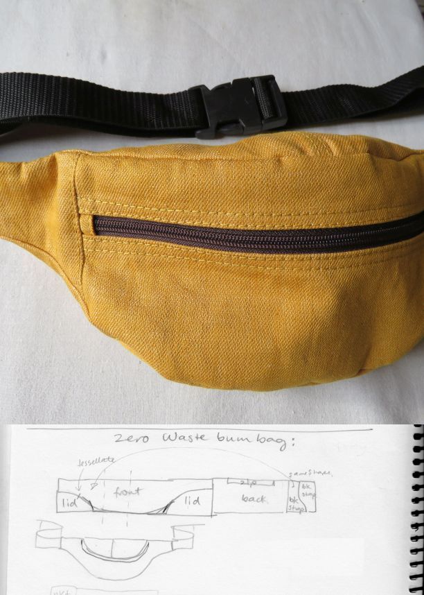 Zero waste waist bag, from sketch to finished bag
