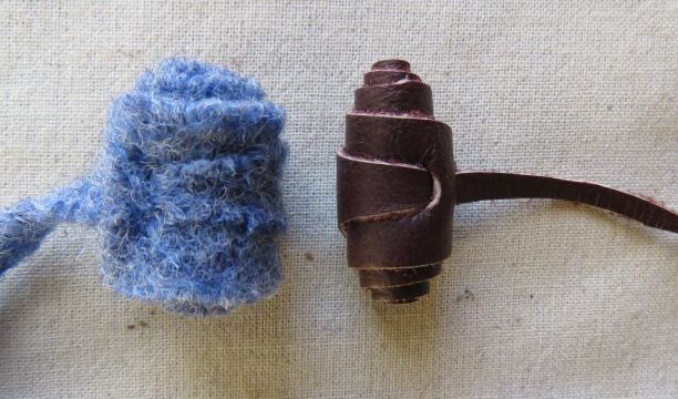 A leather and boiled wool toggle