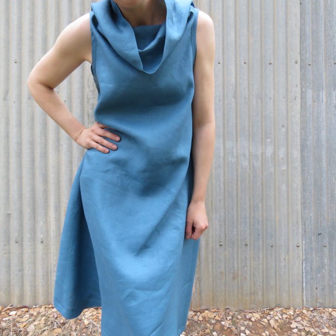 Lillypilly dress - 3/4 length blue linen
