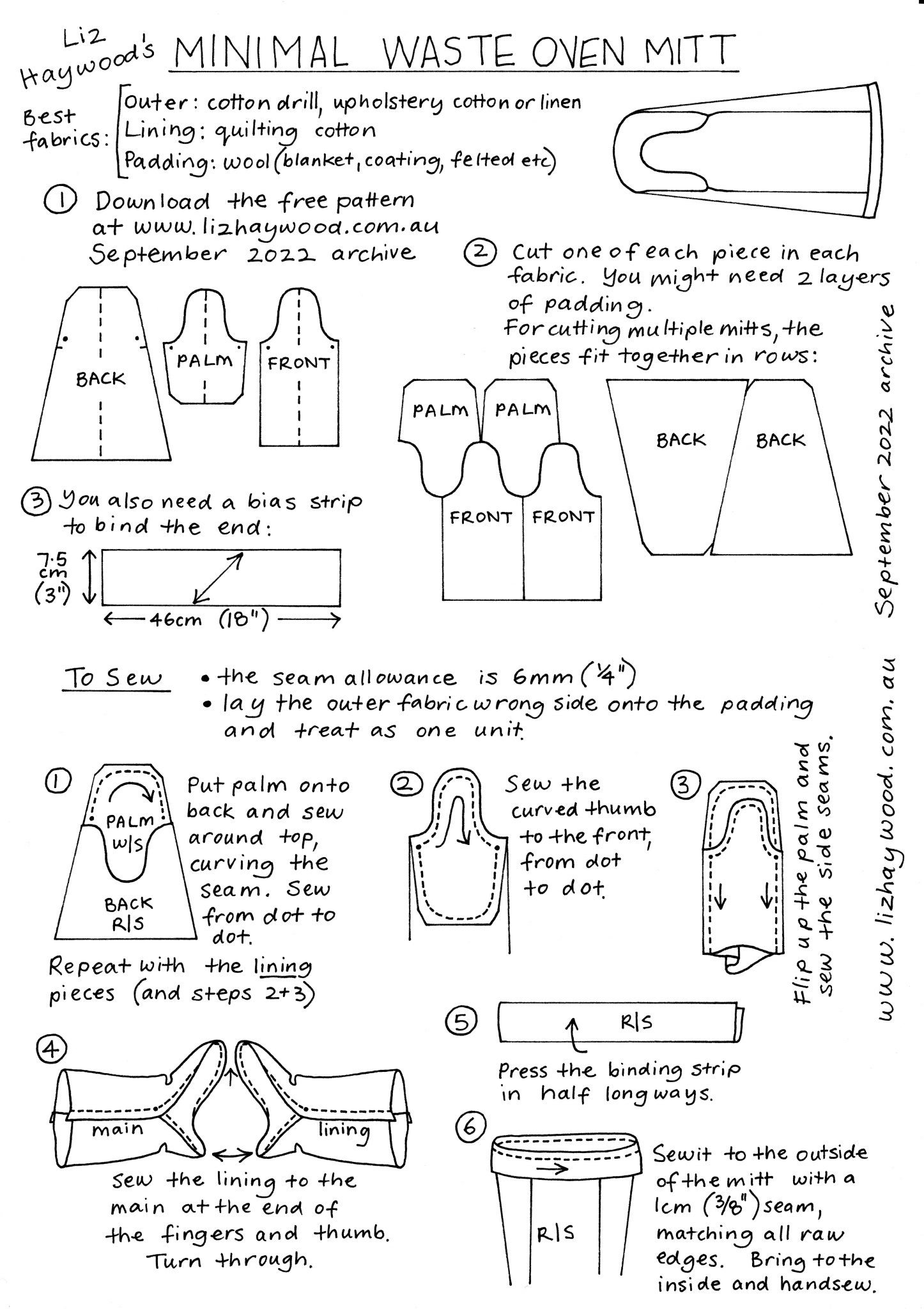 Free pattern: Oven Mitt (minimal waste) - The Craft of Clothes
