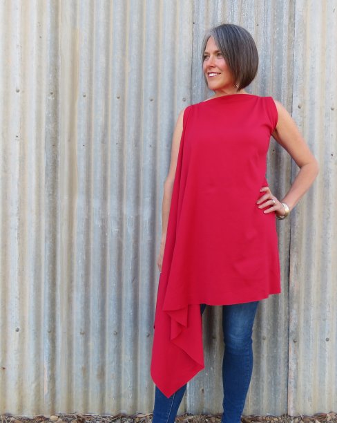 Side drape top in fluid jersey from the Zero Waste Sewing book.